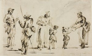 スケッチのシート: 六つの人物 作： Giovanni Battista Piranesi