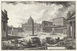 Sint-Pietersplein met de Sint-Pietersbasiliek te Vaticaanstad 大きな広場とサンピエトロ大聖堂の眺め (...) (オブジェクトのタイトル) Gezichten op Rome (シリーズタイトル) Giambattista Piranesi の建築家 Ve(nez)iano (s) によって描かれ彫刻されたローマの景色