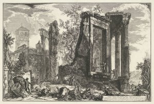 Tempel van Vesta en de Tempel van de Tiburtijnse Sibille in Tivoli チボリのシビラ神殿の別のビュー (オブジェクトのタイトル) Gezichten op Rome (シリーズタイトル) Giambattista Piranesi の建築家 Ve(nez)iano (時代) によって描かれ彫刻されたローマの景色 作： Giovanni Battista Piranesi