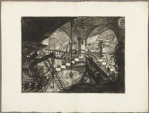 シェル装飾のあるアーチ、Imaginary Prisons のプレート 11 作： Giovanni Battista Piranesi