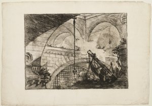 シェル装飾のあるアーチ、Imaginary Prisons のプレート 11 作： Giovanni Battista Piranesi