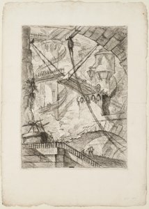 跳ね橋、イマジナリー プリズンのプレート 7 作： Giovanni Battista Piranesi