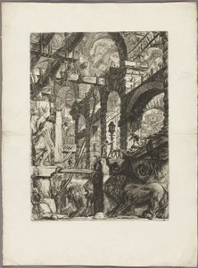 ライオンの浅浮き彫り、「想像上の刑務所」のプレート 5 作： Giovanni Battista Piranesi