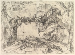 Grotteschi Grotesques製のモニュメンタルタブレット。 1748年。 作： Giovanni Battista Piranesi