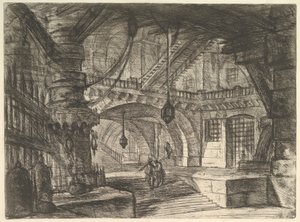 Carceri dinvenzione Imaginary Prisonsからのチェーン付きの桟橋。 1749-50。 作： Giovanni Battista Piranesi