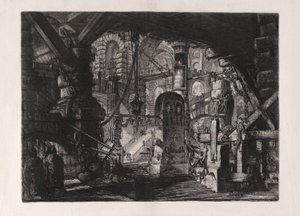 鎖のある桟橋、Carceri d のプレート 16 作： Giovanni Battista Piranesi