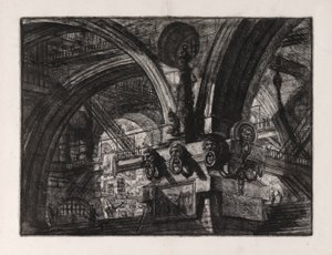 ランプのある桟橋、Carceri dのプレート15 作： Giovanni Battista Piranesi