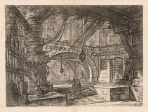 刑務所：提灯のある広いホール、1745-1750。 作： Giovanni Battista Piranesi