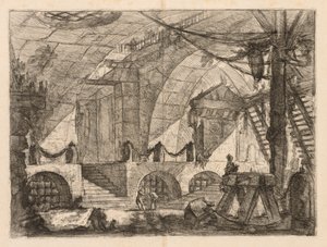 監獄: 柱と鎖のあるアーチ型の部屋 作： Giovanni Battista Piranesi