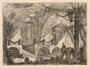 刑務所：柱と鎖のあるアーチ型の部屋、1745-1750。 作： Giovanni Battista Piranesi