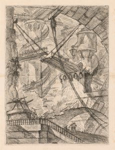 刑務所：跳ね橋のある広大なインテリア、1745-1750。 作： Giovanni Battista Piranesi