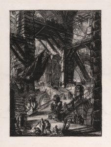 トロフィーのある階段、Carceri dのプレート8 作： Giovanni Battista Piranesi