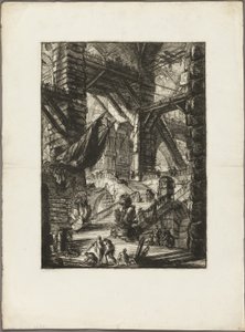トロフィーのある階段、架空の刑務所のプレート8 作： Giovanni Battista Piranesi