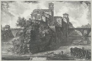 ティベレイランド テ ローマ テヴェレ島の眺め (オブジェクトのタイトル) Gezichten op Rome (シリーズタイトル) Giambattista Piranesi の建築家 Ve(nez)iano によって描かれ彫刻されたローマの景色 (シリーズ タイトル) 作： Giovanni Battista Piranesi
