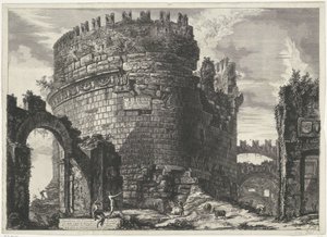 トゥームベ ヴァン カエシリア メテッラ テ ローマ セシリア・メテルの墓所 (...) (オブジェクトのタイトル) Gezichten op Rome (シリーズタイトル) Giambattista Piranesi の建築家 Ve(nez)iano によって描かれ彫刻されたローマの景色 (シリーズ タイトル) 作： Giovanni Battista Piranesi