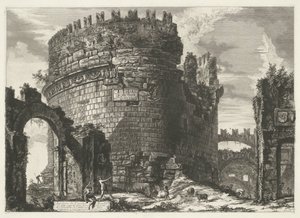トゥームベ ヴァン カエシリア メテッラ テ ローマ セシリア・メテラの墓所 (...) (オブジェクトのタイトル) Gezichten op Rome (シリーズタイトル) Giambattista Piranesi の建築家 Ve(nez)iano によって描かれ彫刻されたローマの景色 (シリーズ タイトル) 作： Giovanni Battista Piranesi