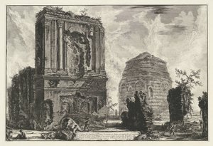 Tombes van Licinianus Piso en de Cornelius familie langs de Via Appia Gezichten op Rome (シリーズタイトル) Giambattista Piranesi の建築家 Ve(nez)iano によって描かれ彫刻されたローマの景色 (シリーズ タイトル) 作： Giovanni Battista Piranesi
