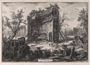 Vedute di Roma (ローマの眺め) からのティトゥス浴場の 2 階にある建物の遺跡の眺め