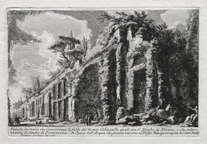 モンテ チェリオの斜面を覆う城壁の眺め 作： Giovanni Battista Piranesi