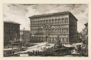 ヴェドゥーテ ディ ローマから見たファルネーゼ宮殿の眺め (ファルネーゼ宮の眺め) 作： Giovanni Battista Piranesi