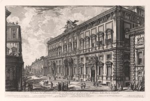 Vedute di Roma (ローマの眺め) から、ブリーフと聖なる評議会の秘書のためのクイリナルに建てられたパラッツォの眺め 作： Giovanni Battista Piranesi