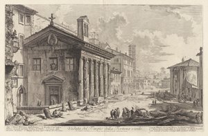 Fortuna Virile 神殿の眺め。 Oggi S. Maria Egizziaca degli Armeni (フォルトゥナ ヴィリリス神殿の眺め。現在はアルメニアのサンタ マリア エジツィアカ教会 [現在はポルトゥヌス神殿と考えられている])、Vedute di Roma (ローマの眺め) より
