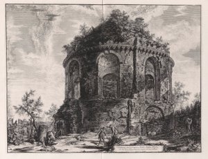 Vedute di Roma (ローマの景色) から見た、ティブルティーナ通り (Tivoli から 1 マイル) のいわゆる咳の神殿の眺め 作： Giovanni Battista Piranesi