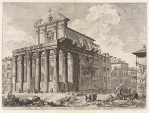 Vedute di Roma (ローマの眺め) から、カンポ ヴァチーノのアントニヌスとファウスティナの神殿の眺め (フォロ ロマーノのアントニヌスとファウスティナの神殿の眺め) 作： Giovanni Battista Piranesi