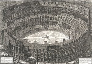 コロッセオとして知られるフラウィウス円形劇場の眺め、1776 年。 作： Giovanni Battista Piranesi