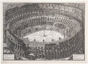 コロッセオとして知られるフラウィウス円形劇場の眺め、1776 年。 作： Giovanni Battista Piranesi