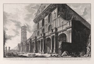 Vedute di Roma (ローマの景色) からコンスタンティヌス大帝によって建てられた、壁の外にある聖パウロ大聖堂の眺め 作： Giovanni Battista Piranesi