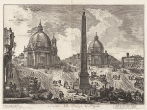 Vedute di Roma (Views of Rome) からの Piazza del Popolo (Piazza del Popolo のビュー) のビュー 作： Giovanni Battista Piranesi
