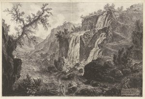 Vedute di Roma (ローマの眺め) からの Cascatelle a Tivoli (Tivoli の小さな滝の眺め) の眺め 作： Giovanni Battista Piranesi