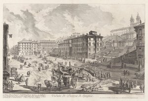 Vedute di Roma (ローマの眺め) からのスペイン階段 (スペイン階段の眺め) の眺め