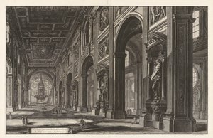 Vedute di Roma (ローマの眺め) からのサン ジョヴァンニ ラテラノ大聖堂の内部ビュー (サン ジョヴァンニ ラテラノ大聖堂の内部ビュー) 作： Giovanni Battista Piranesi