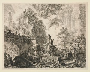 ローマの景色: ミネルヴァ像のある口絵 作： Giovanni Battista Piranesi