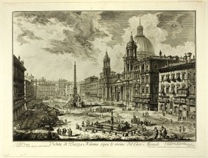 ドミティアヌスのサーカス跡の上にあるナヴォーナ広場の眺め（『Views of Rome』より 作： ジョバンニ・バッティスタ・ピラネージ