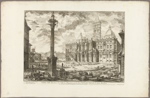 ローマの景色から、2つの隣接する翼を持つ聖マリア・マッジョーレ大聖堂の眺め 作： Giovanni Battista Piranesi