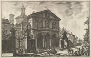 壁の外にあるサンセバスティアーノ教会の眺め[St.セバスチャンは壁をouside ...、ca. 1750。 作： Giovanni Battista Piranesi