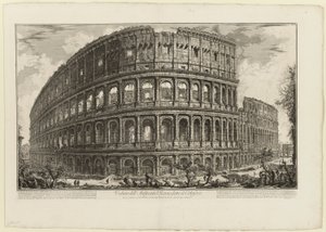 ローマの景色からコロッセオと呼ばれるフラウィウス円形劇場の眺め 作： Giovanni Battista Piranesi