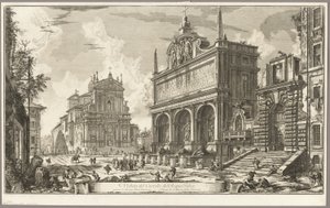 ローマの景色から見たアクア フェリーチェの水源の眺め 作： Giovanni Battista Piranesi
