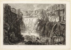 ローマの景色からのチボリのグランドカスケードの眺め 作： Giovanni Battista Piranesi