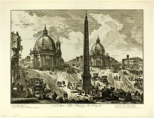 ローマの景色からのポポロ広場の眺め 作： Giovanni Battista Piranesi