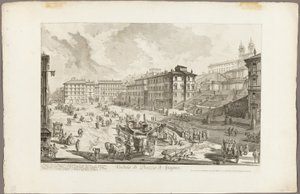 ローマの景色からのスペイン階段の眺め 作： Giovanni Battista Piranesi