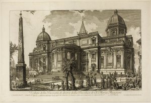 ローマの景色からの聖マリア・マッジョーレ大聖堂の裏口の眺め 作： Giovanni Battista Piranesi