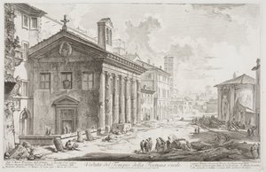 フォルトゥーナヴィリリス神殿、現在はアルメニアのS. Maria Egizziaca教会の眺め、1760-78年頃（エッチング） 作： Giovanni Battista Piranesi