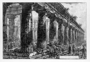 パエストゥムの神殿群の眺め（リトグラフ 作： Giovanni Battista Piranesi