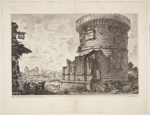 ローマからルガーノ橋近くのチボリに至る道にあるプラウティウスの墓の眺め 作： Giovanni Battista Piranesi