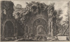 1760年から78年にかけて、ポルタ・カペーナの外にある水源とエギリアの洞窟の眺め。 作： Giovanni Battista Piranesi