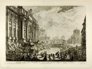 Views of Romeからの、以前はAcqua Vergineと呼ばれていた大きなトレビの泉の眺め 作： Giovanni Battista Piranesi